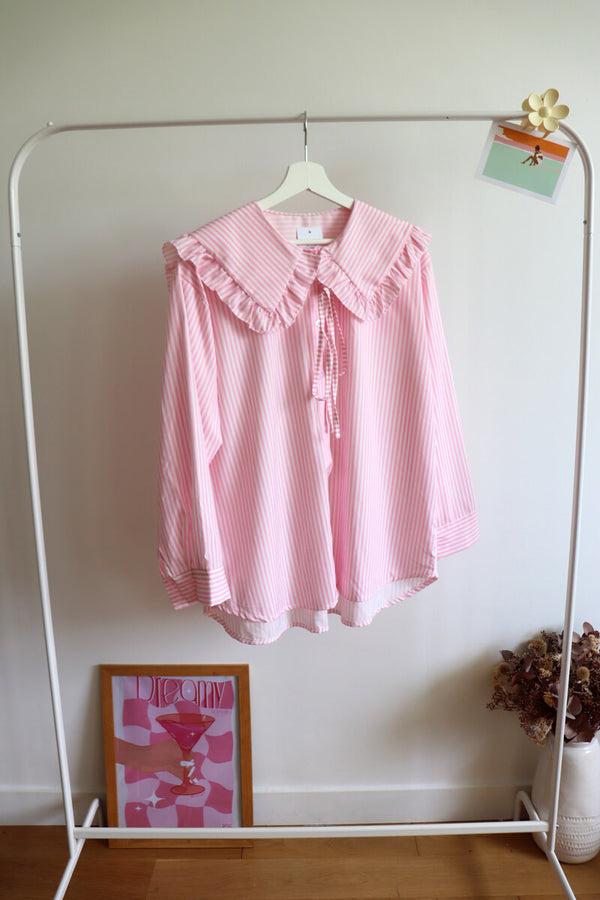 Blouse à rayures col claudine ROMY