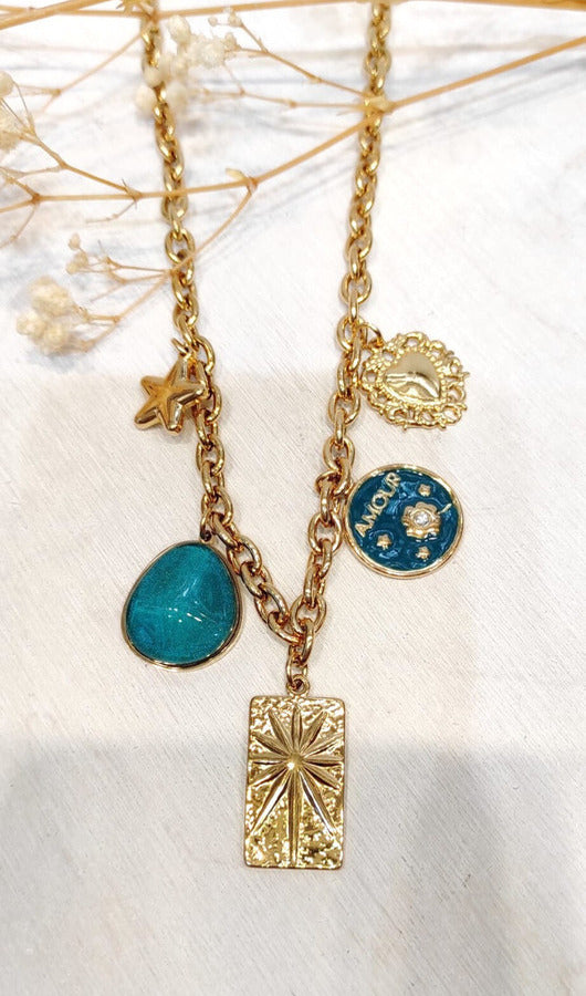 Collier maille à breloques MYKONOS